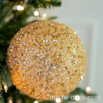 6 &#39;&#39; Sequin Bead Champagne Glitter Ball Hiasan Krismas